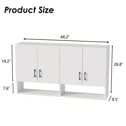 Keukenkastje – Wandkast – Opbergkast – Keukenrek – Bestekkast – Modern Design – 123x68x24 cm – Wit Met Metaal