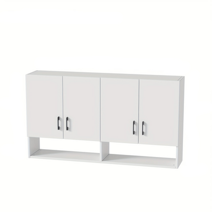 Keukenkastje – Wandkast – Opbergkast – Keukenrek – Bestekkast – Modern Design – 123x68x24 cm – Wit Met Metaal