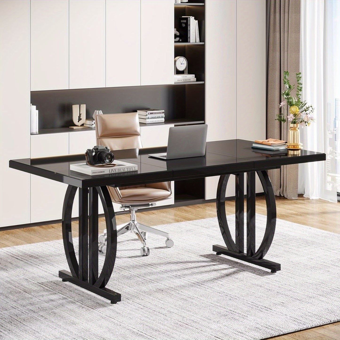 Bureau – Werkplek – Computertafel – Schrijftafel – Kantoorbureau – Moderne Industrieel – 160 cm Breed – Metalen Geometrische Onderstel