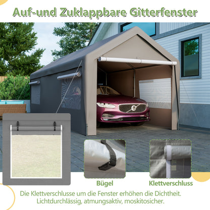 Carport – Overkapping – Garage Tent – Opslagtent – Bescherming – 3x6 Meter – Koudetolerant Materiaal – Oprolbare Ramen