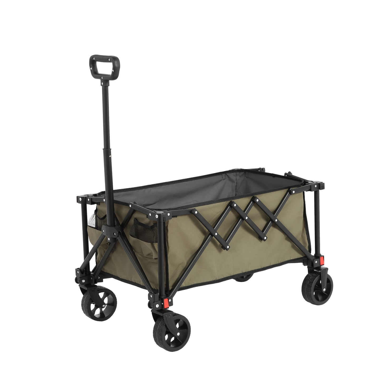 Folding Trolley, Folding Travel Trolley with Omni-Directional Wheels, Heavy Duty Garden Trolley, Gardening Trolley with Adjustable Handle, Practical Outdoor Travel Trolley for Camping Shopping Sports Fishing