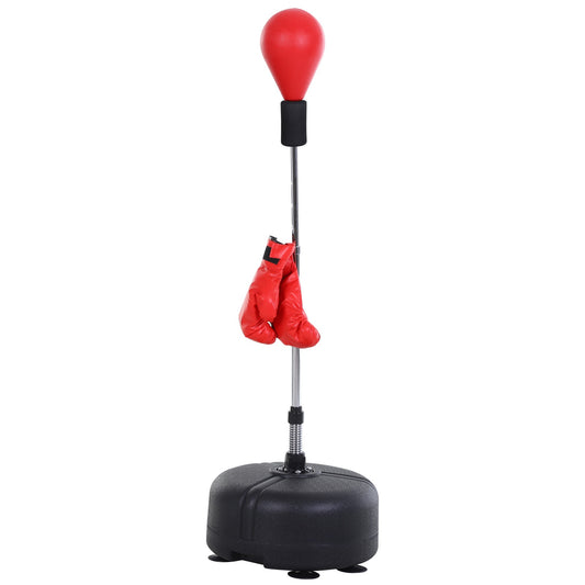 Punching Ball Set – Bokszak – Bokstraining Set – Stootbal – Bokshandschoenen Set – Verstelbare Hoogte 136-154 cm – Duurzaam IJzer Frame – Zwart Rood