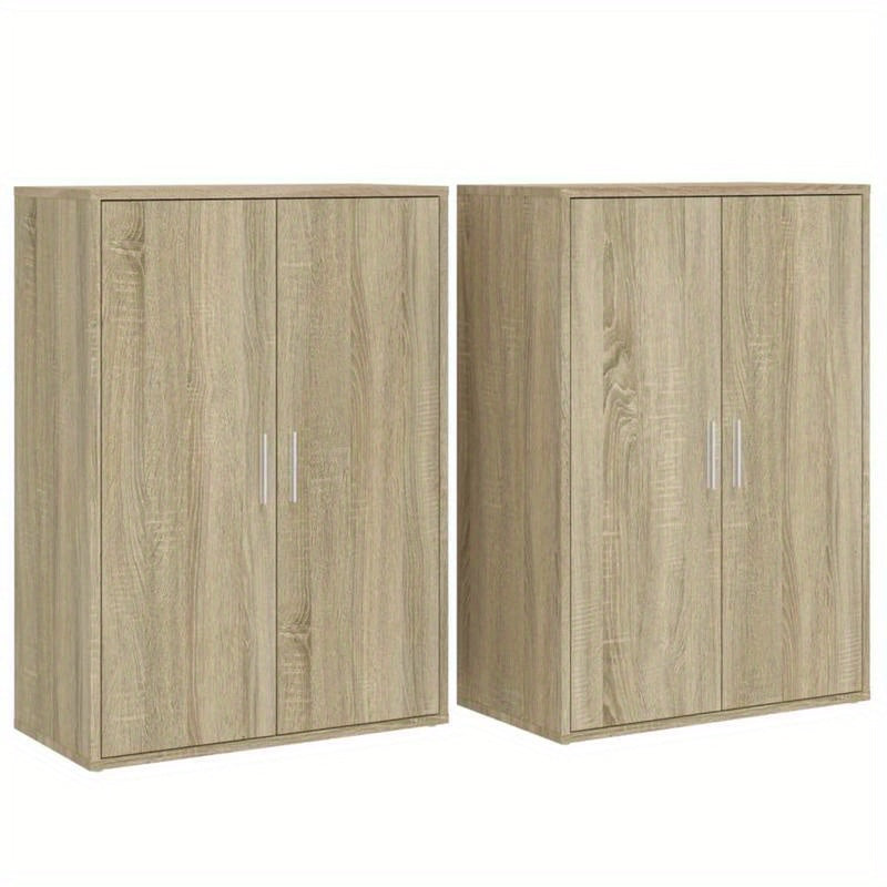 Sideboards (2pcs). Sonoma oak, 60 x 31 x 84cm. This storage cabinet offers ample storage space for neatly storing various items and keeping your room organized.