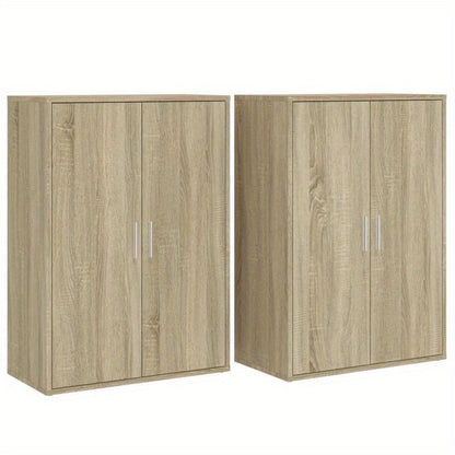 Sideboards (2pcs). Sonoma oak, 60 x 31 x 84cm. This storage cabinet offers ample storage space for neatly storing various items and keeping your room organized.