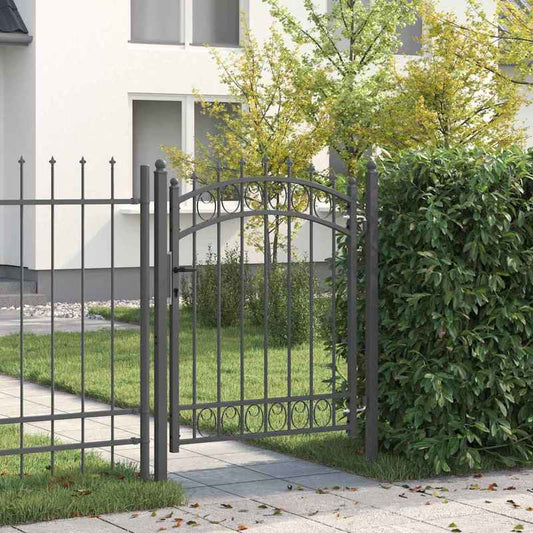 Hekpoort met spijkers Grijs 150 x 100cm Poedercoated staal Safe and strong, easy to install, Outdoor Fencing, Sturdy Barrier, Strong Metal, Outdoor Enthusiasts