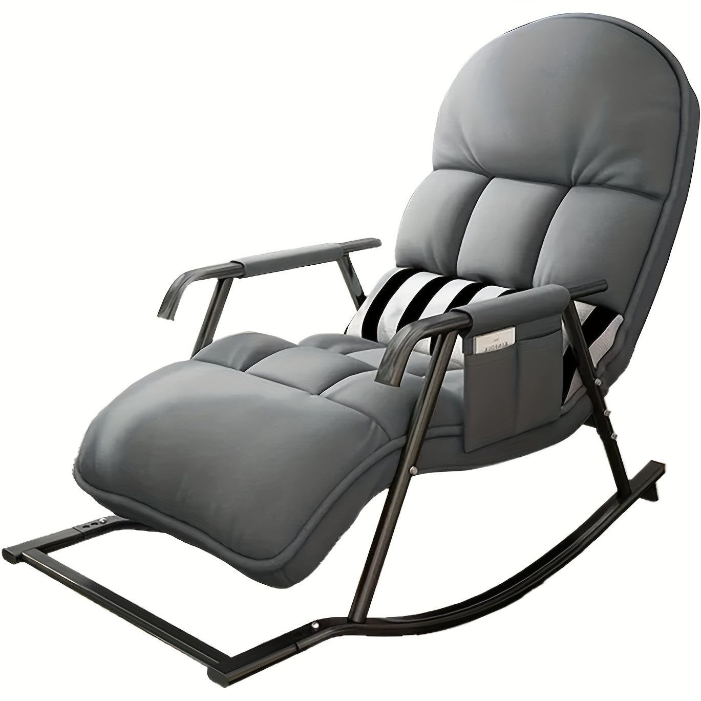 Schommelstoel – Relaxstoel – Fauteuil – Loungestoel – Verzorgingsstoel – Verstelbare Rugleuning – Zijvak En Voetensteun – Grijs