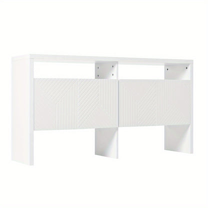 Dressoir – Ladekast – Opbergkast – Buffetkast – Kast – Wit MDF – 140x75x35 cm – Met Open Vakken en 4 Deuren