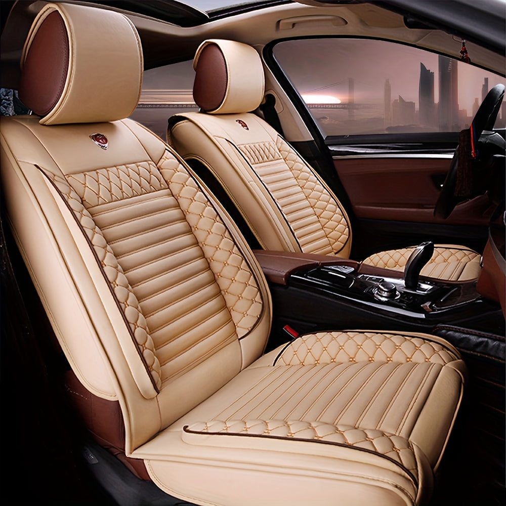 Fit 5-Seat Car Seat Covers - All-Season, Scratch & Wear Resistant Faux Leather, Easy Care For SUVs & Sedans