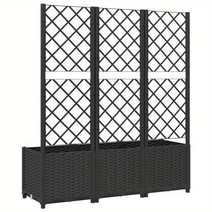 Plantenbak – Bloembak – Moestuinbak – Bloempot – Tuinbak – Met Klimrek – Zwart – Duurzaam Polypropyleen – Afmetingen 120x40x136 cm