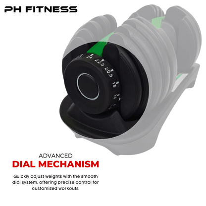 Verstelbare Dumbbell – Halter – Gewicht – Kettlebell – Home Gym Gewicht – 15 Gewichtsmogelijkheden – Compact & Duurzaam – Groen
