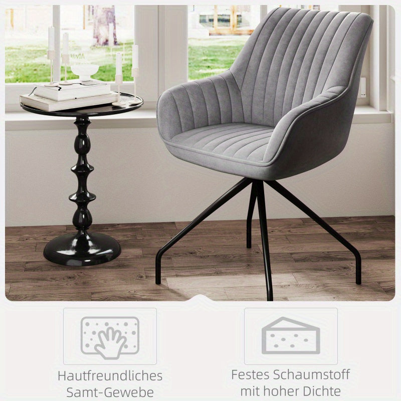 Draaifauteuil – Loungefauteuil – Schommelstoel – Stoel – Fauteuil – Donkergrijs – 360° Draaifunctie – Stevige Metalen Pootjes