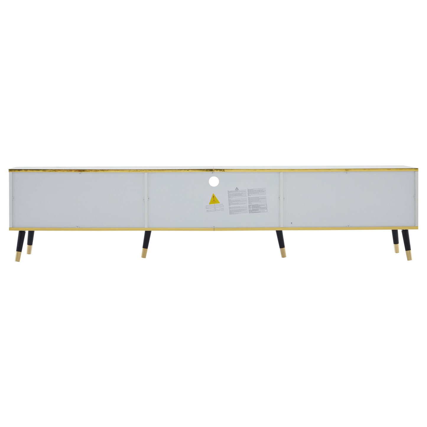 BTM Tv-Lowboard 200×40×46 Cm, Modern TV Board in White with Marble Optic, TV Table / TV Cabinet / TV Furniture for Tvs Up to 90 Inches, Living Room Furniture with Doors, Drawer & Open Shelf