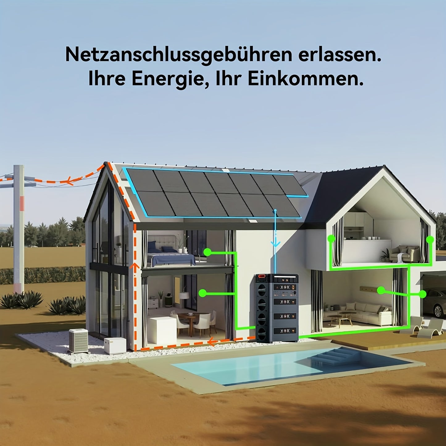 Draagbare Powerstation – Mobiele Energiecentrale – Zonnegenerator – Back-up Accu – Noodstroomvoorziening – 1872Wh LiFePO4 Capaciteit – 4800W Piekvermogen