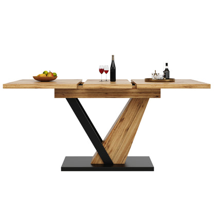 Modern Extendable Dining Table with Expandable Top - Space-Saving Design, Extends from 120 to 160cm Length, Multifunctional Kitchen & Dining Room Table Suitable for Small Spaces, Easy Assembly (No Wood)