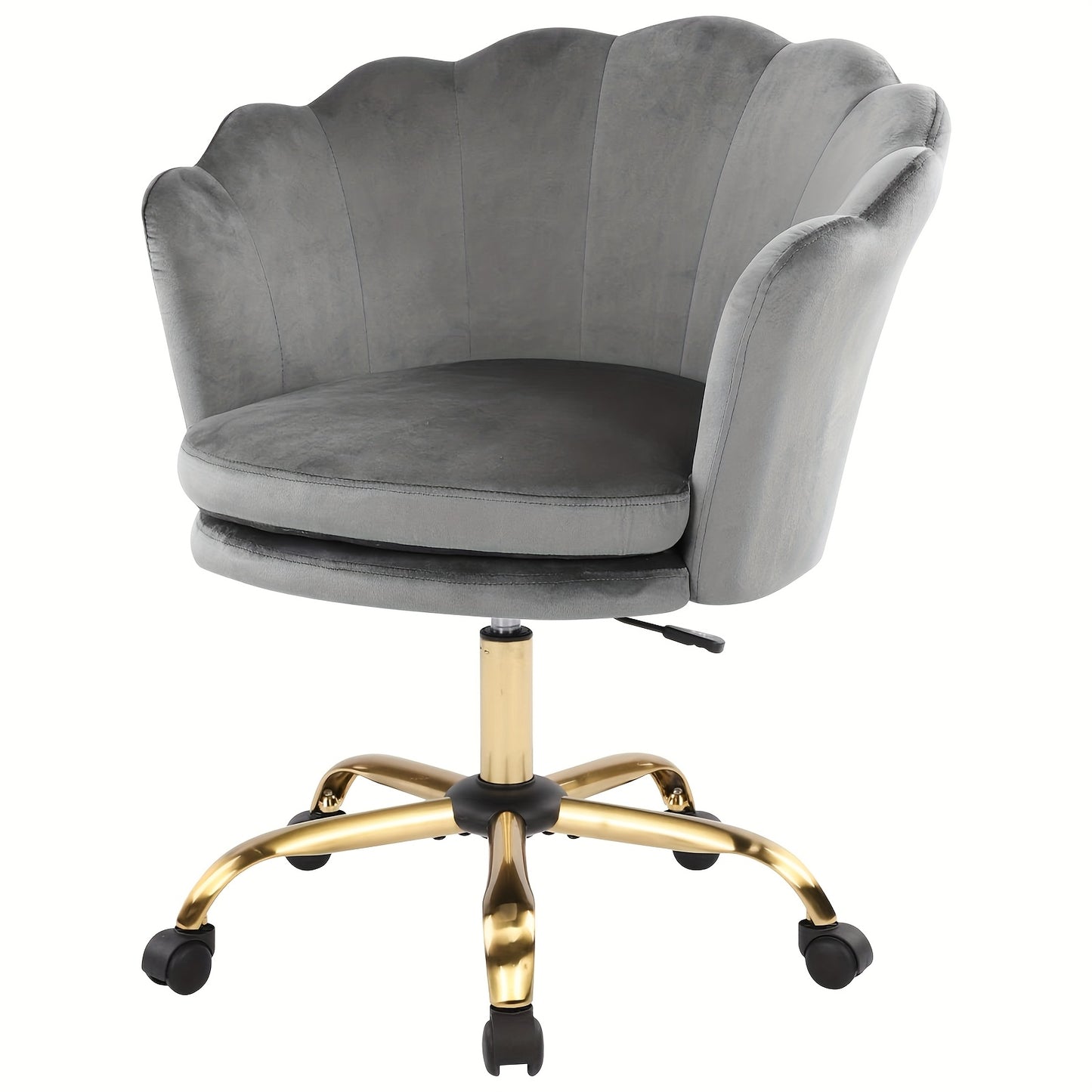 Elegant Velvet Office Chair with Adjustable Height & Swivel Function - Modern Metal Frame, Golden Accents, and Wheels for Bedroom or Study, Office Chair Cushion, Study Room Furniture, Contemporary Design, Sturdy Construction,