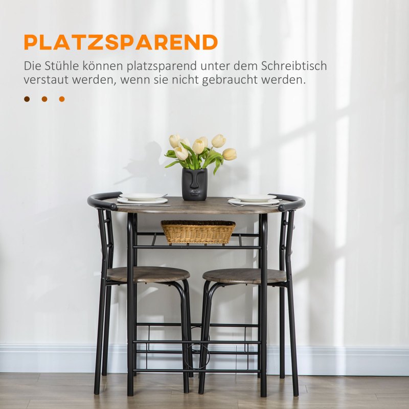 Bistroset – Tuinset – Balkonset – Eettafelset – Stoelenset – Zwart – Compact Ontwerp – MDF Tafel Met Metalen Frame