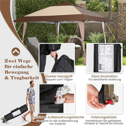 4x4 M Vouwpaviljoen – Partytent – Tuinkamer – Pop-up Tent – Paviljoen Met Wielen – Waterdicht – UV Bescherming 50+