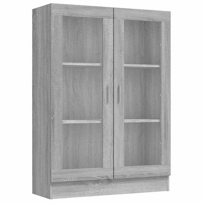 Modern Gray Sonica Wood Showcase Cabinet with Shutter Doors - Large Display Case, Particle Board, -Standing <68.58cm Height, <3.2 Cu Ft Storage for /Office - Easy Assembly (Fits Small Spaces) - Furniture