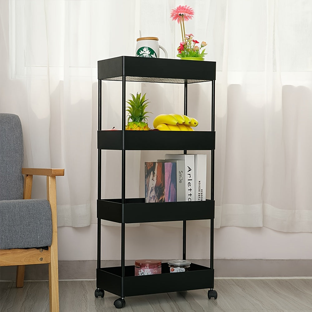 Opbergrek – Opbergwagen – Opbergkast – Stellingkast – Opbergrek met Wieltjes – Smal 40x22x90 cm – Kunststof & Verplaatsbaar
