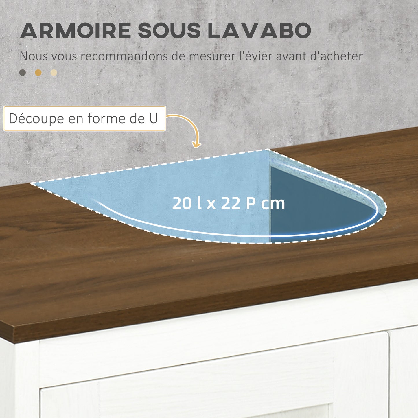 Badkamerkast Onder Wastafel – Onderkast Badmeubel Opbergkast Douchekast – Wit Houtlook – Compact 60x30x60 cm – Verstelbare Plank Stevig MDF