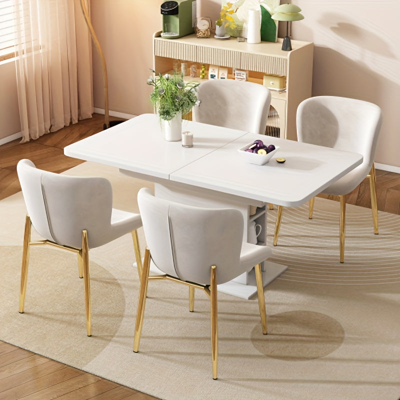 Eetkamerstoel – Moderne Stoel – Keukenstoel – Witte Metaalstoel – Designstoel – Set Van 4 – Stevig Metalen Frame – Dikke Kussens Voor Comfort