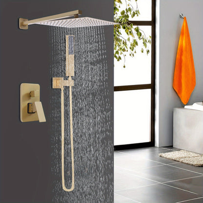 TOOL1SHOOO Luxury Brass Golden Shower System Rainfall Showerhead Handheld Showerhead Suitable for Hotels, Home Gyms, Bathroom Renovations, Bathroom Accessories, Shower Heads for Bathrooms, Shower Head And Hose Set, Bathroom S