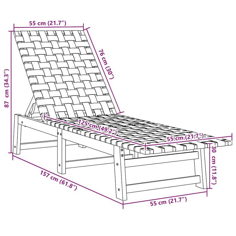 Houten Ligstoel – Houten Tuinstoel – Verstelbare Ligstoel – Acaciahouten Stoel – Olefin Stoffering – Duurzaam En Comfortabel
