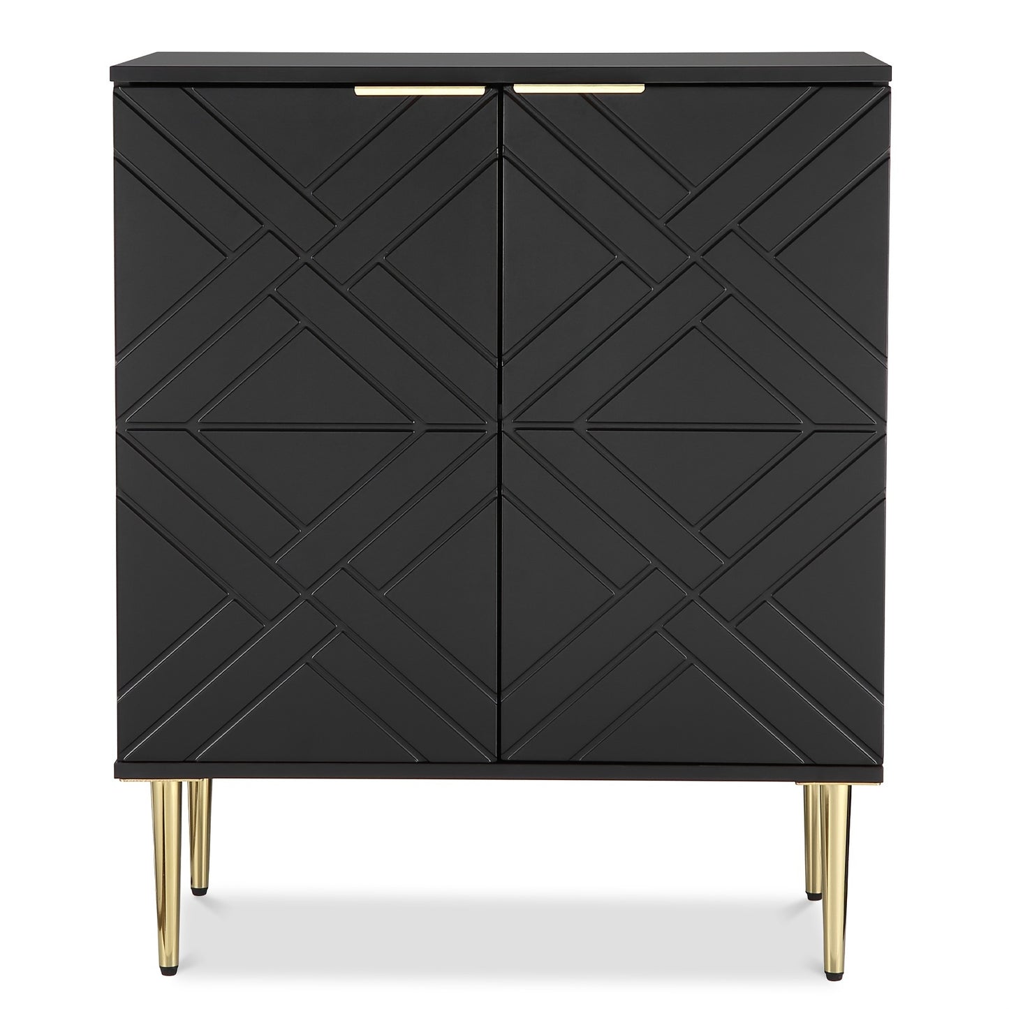 Halmeubel – Halkast – Opbergkast – Dressoir – Kast – Klassiek Design – Compact 74 cm – Vloerplaatsing – Voorgemonteerd – Zwart