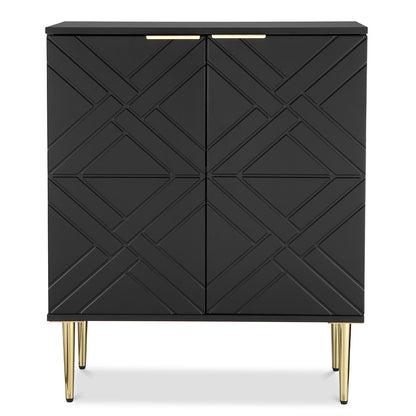 Halmeubel – Halkast – Opbergkast – Dressoir – Kast – Klassiek Design – Compact 74 cm – Vloerplaatsing – Voorgemonteerd – Zwart