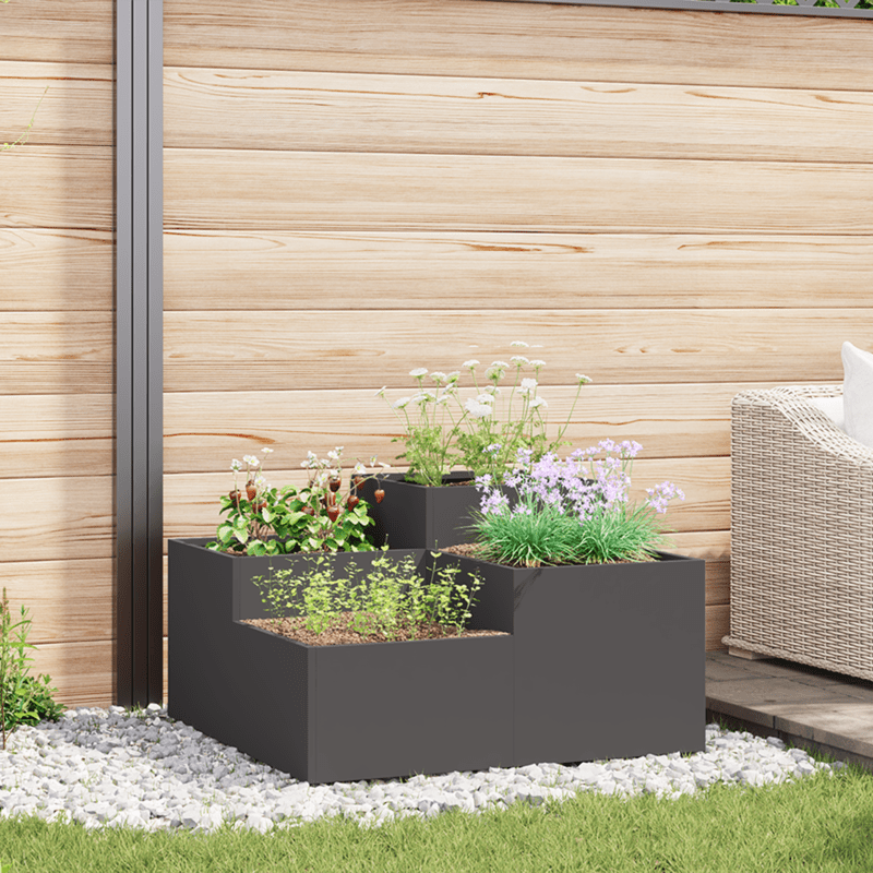 Plantenbak – Tuinbak – Bloembak – Moestuinbak – Verhoogde Bak – Zwart Staal – 100x100x48 cm – Weerbestendig & Duurzaam