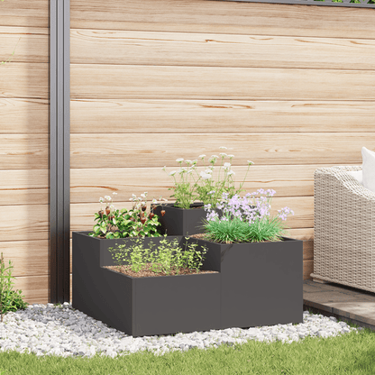 Plantenbak – Tuinbak – Bloembak – Moestuinbak – Verhoogde Bak – Zwart Staal – 100x100x48 cm – Weerbestendig & Duurzaam