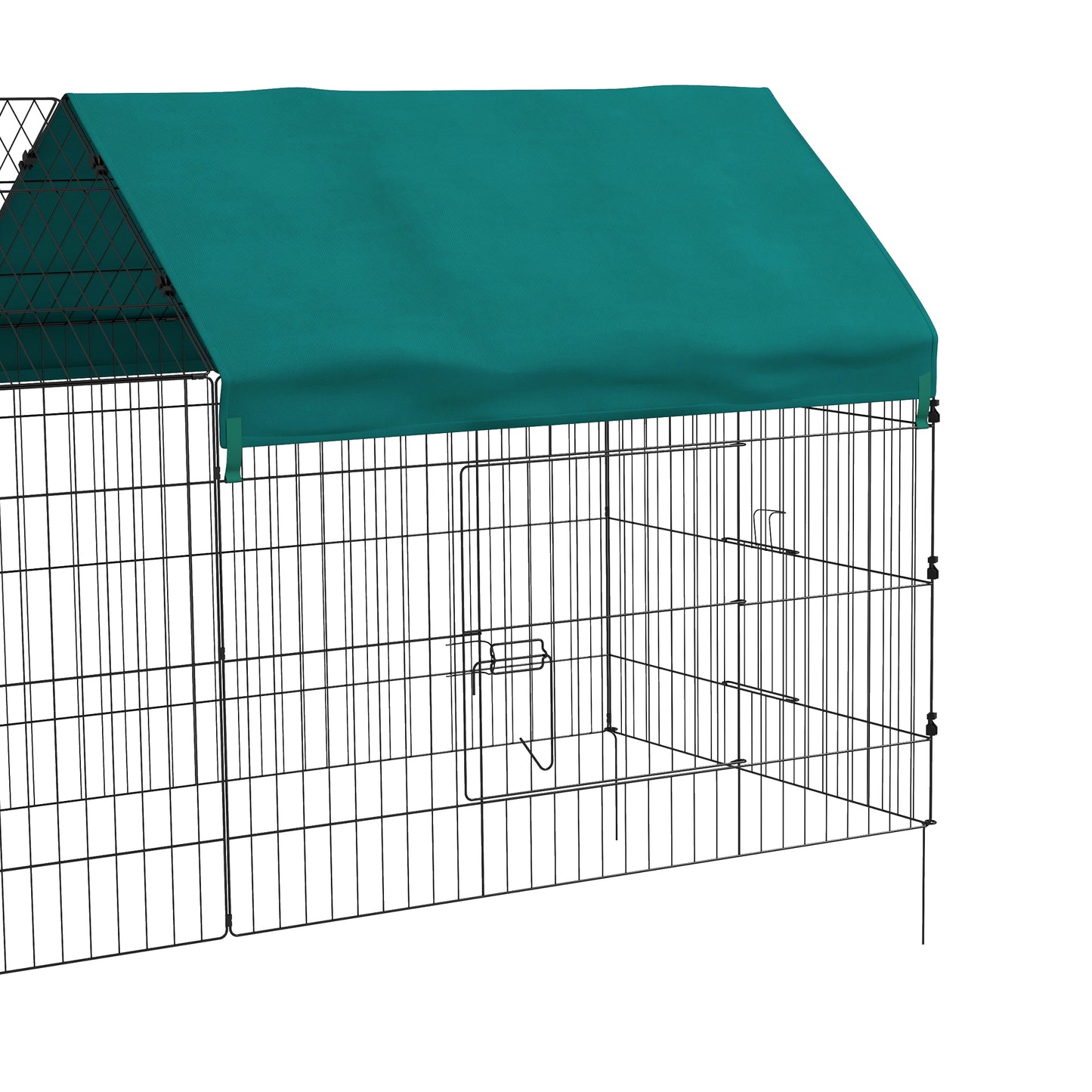 Konijnenren – Dierenren – Knaagdierenren – Buitenren – Binnenren – Modulaire Stalen Ren – Met Afdekking – 220x85x103 cm – Groen