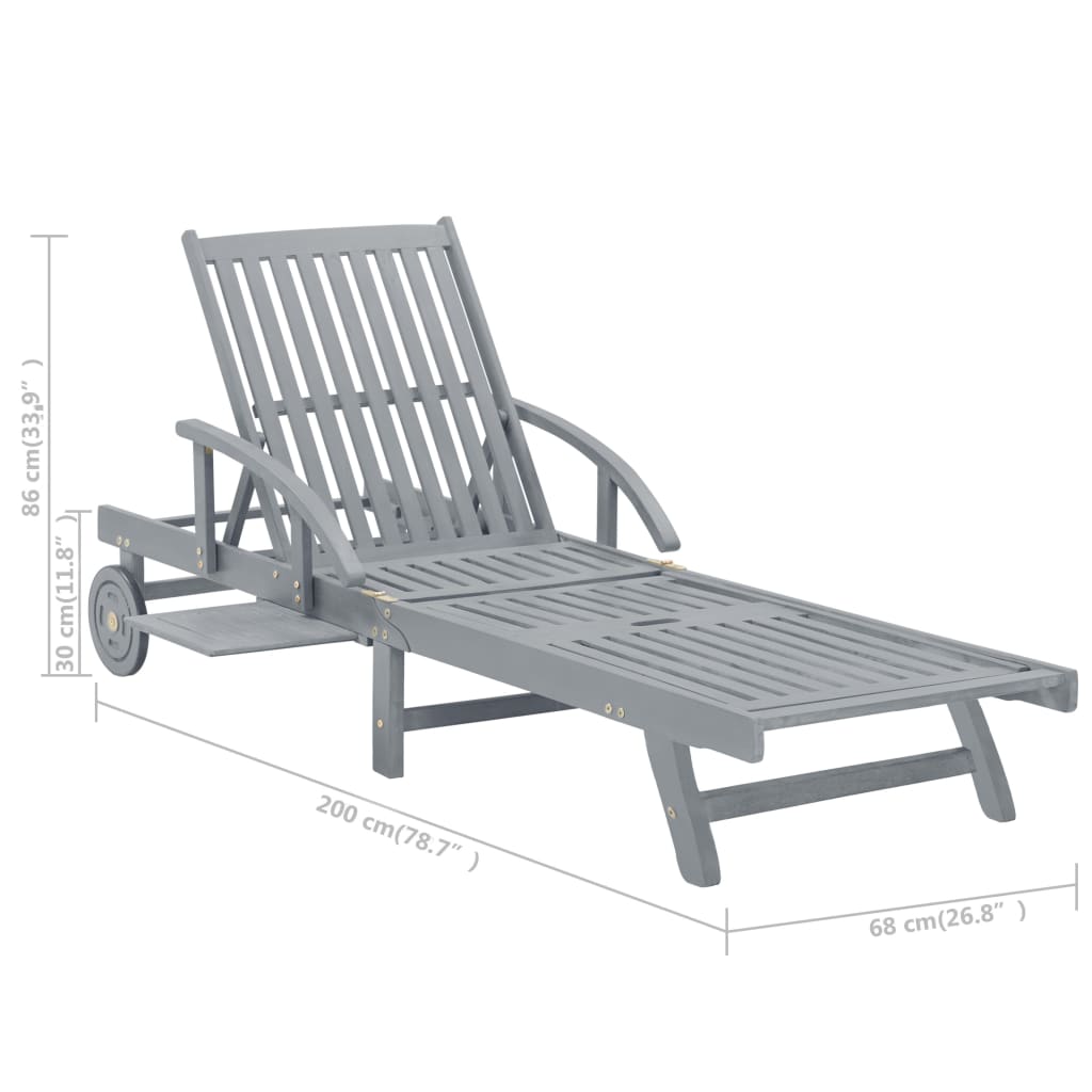 Houten Ligstoel – Houten Tuinstoel – Ligbed – Relaxstoel – Verstelbare Rugleuning – Acaciahout – Inclusief Kussen