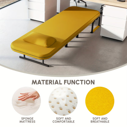 Slaapbank – Bedbank – Logeerbed – Vouwbank – Slaapstoel – Telescopisch Uitschuifbaar – Memory Foam Vulling – Stabiel Metaal Frame – Donkerblauw – Afneembare Wasbare Stof
