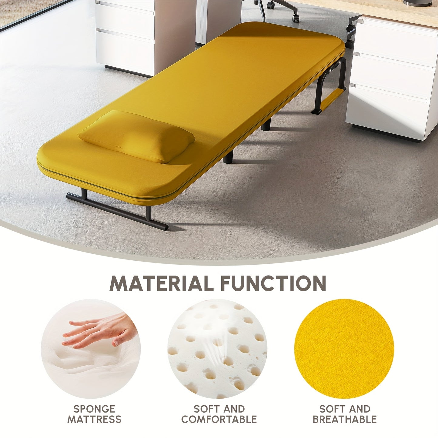 Slaapbank – Bedbank – Slaapstoel – Logeerbed – Slaapfauteuil – Geheugenfoam Matras – Metalen Frame – Inklapbaar – Afneembare Wasbare Bekleding