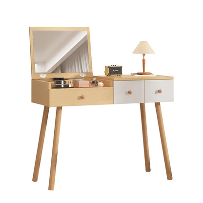 Kaptafel – Make-uptafel – Schminktisch – Verzorgingstafel – Dressing Table – Grote Spiegel – Ruime Opbergruimte Met Lades – 100x78x40 cm – Metaal Zonder Hout
