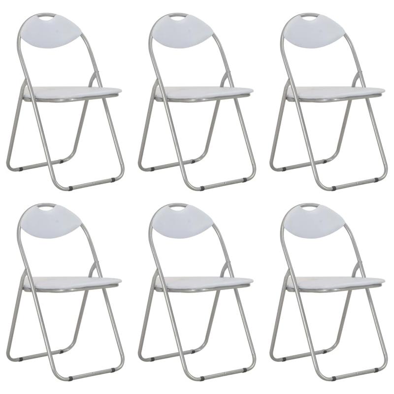 Foldable dining room chairs 6pcs white synthetic leather Relaxing and comfortable, providing you with a relaxing feeling, Compact Seating, Spacesaving Furniture, Minimalist Style, Sleek Design, Easy Maintenance, Multipurpose