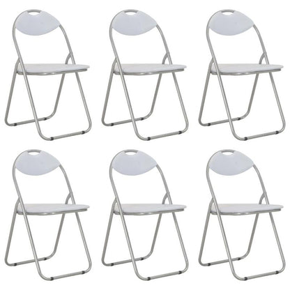 Foldable dining room chairs 6pcs white synthetic leather Relaxing and comfortable, providing you with a relaxing feeling, Compact Seating, Spacesaving Furniture, Minimalist Style, Sleek Design, Easy Maintenance, Multipurpose