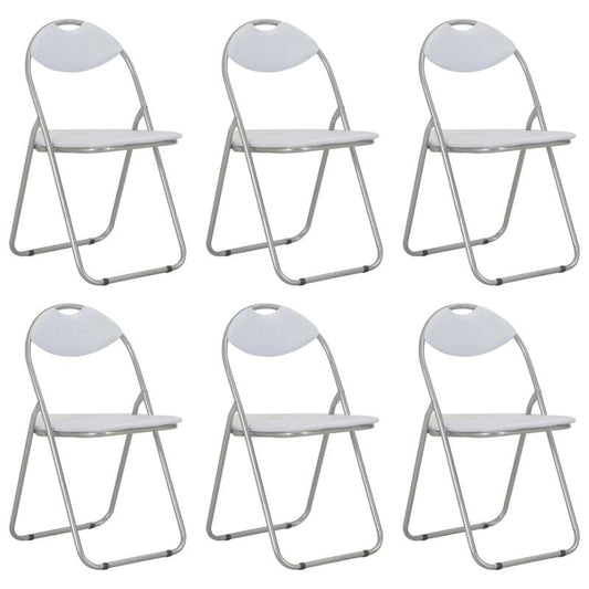 Foldable dining room chairs 6pcs white synthetic leather Relaxing and comfortable, providing you with a relaxing feeling, Compact Seating, Spacesaving Furniture, Minimalist Style, Sleek Design, Easy Maintenance, Multipurpose