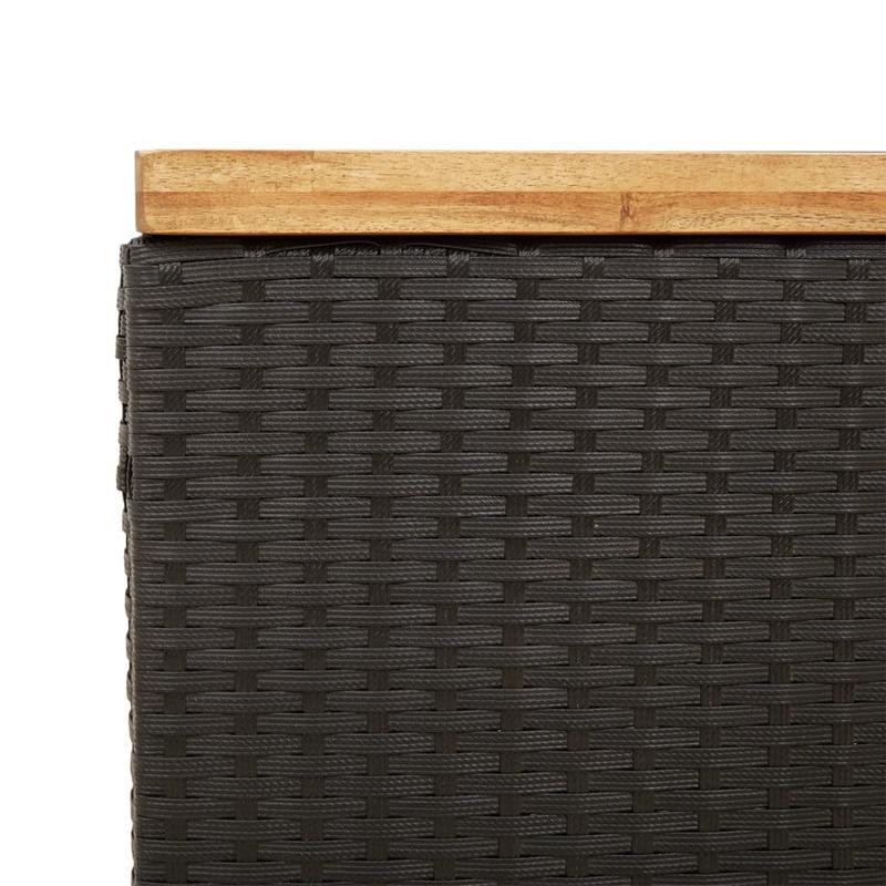 Tuinkist – Opbergkist – Tuinbox – Buitenopberger – Balkonbox – Zwart – 110x55x63 cm – Duurzaam Poly Rattan & Acaciahout