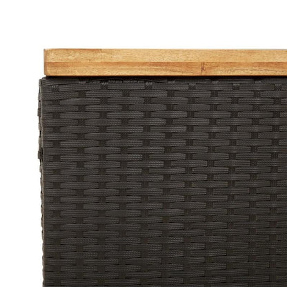 Tuinkist – Opbergkist – Tuinbox – Buitenopberger – Balkonbox – Zwart – 110x55x63 cm – Duurzaam Poly Rattan & Acaciahout