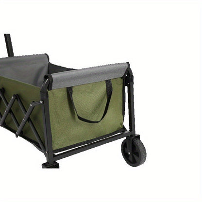 Opvouwbare Bolderkar – Vouwkar – Strandkar – Trolley – Transportkar – Stevig Zwart Frame – Groen Ademend Gaas