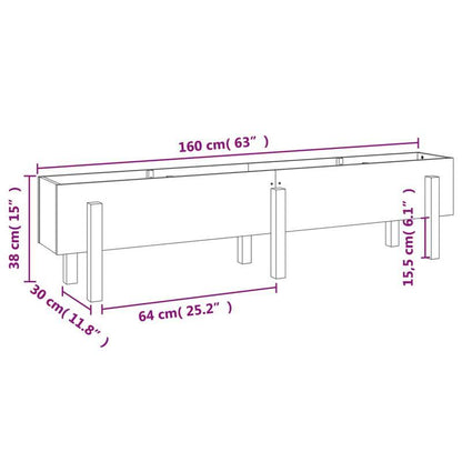 Verhoogde Tuinbak – Plantenbak – Moestuinbak – Kweekbak – Bloembak – Wit – Massief Vurenhout – 160x30x38 cm Hoog
