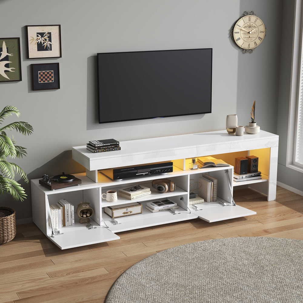 Tv-meubel – TV-kast – Mediameubel – Entertainmentmeubel – Dressoir – Wit – 3 Gesloten Kasten – Geschikt voor 85 Inch TV