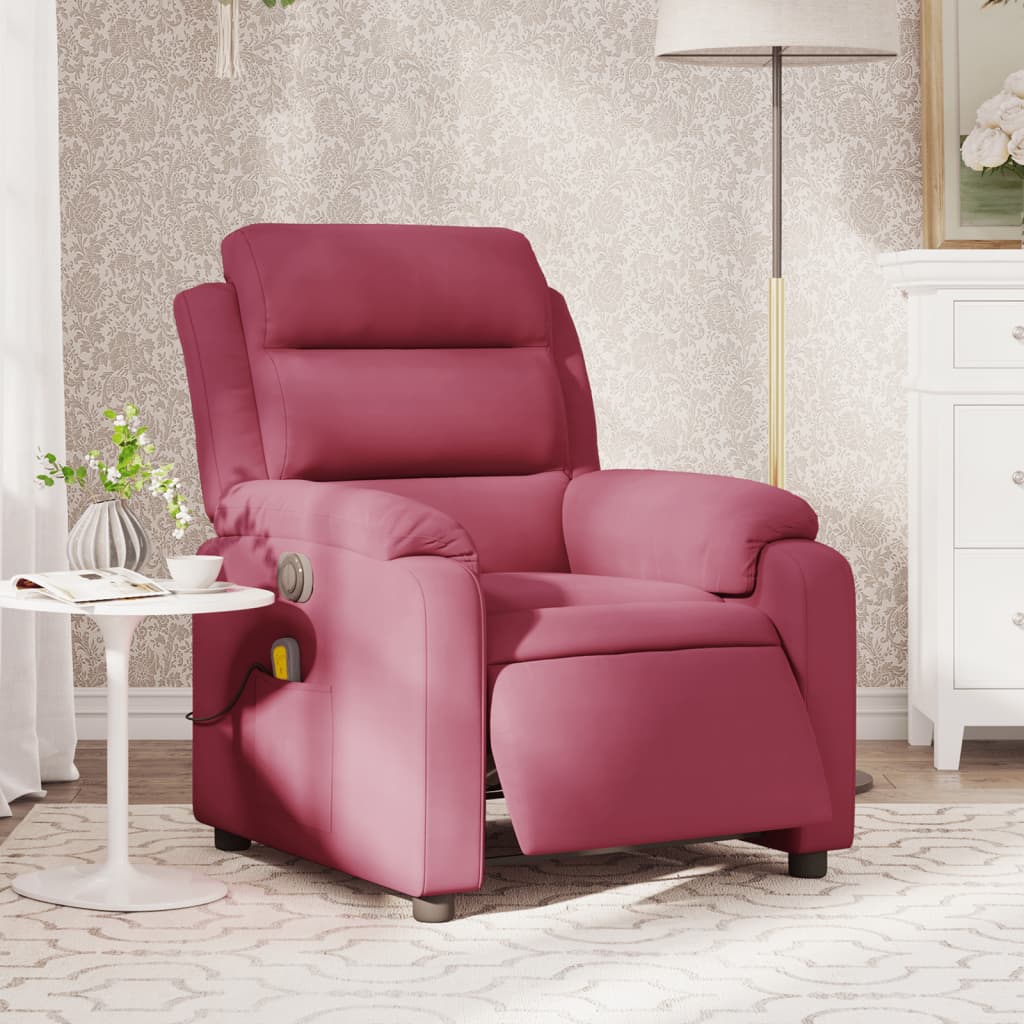Fauteuil – Relaxfauteuil – Loungestoel – Relaxstoel – Elektrisch Verstelbare Stoel – Wijnrood – Velvet Bekleding – 135 Graden Kantelbaar