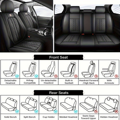 Autostoelhoes – Stoelhoes – Stoelbekleding – Stoelbeschermer – Autostoelbescherming – Universele Pasvorm – Hoogwaardig Nappa Leer – Comfortabele Sponsvulling