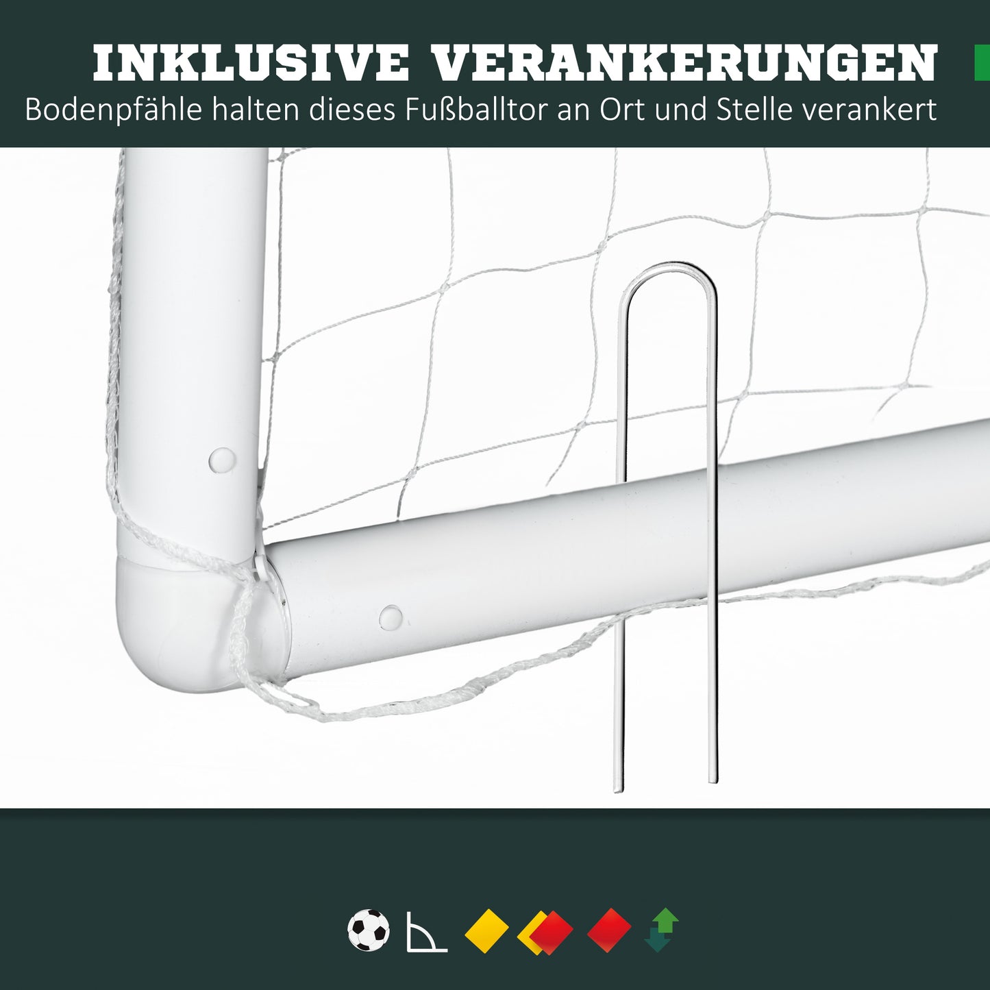 Voetbaldoel – Voetbalkgoal – Voetbalnet – Doel – Trainingsdoel – Wit kunststof frame – 300 x 120 x 200 cm – Robuust en lichtgewicht