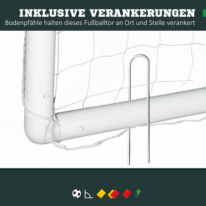 Voetbaldoel – Voetbalkgoal – Voetbalnet – Doel – Trainingsdoel – Wit kunststof frame – 300 x 120 x 200 cm – Robuust en lichtgewicht