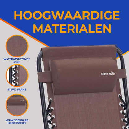Lounge Stoel Set – Tuinstoel – Strandstoel – Relaxstoel – Ligstoel – Verstelbaar en Opvouwbaar – Inclusief Afneembaar Kussen en Zijtafel