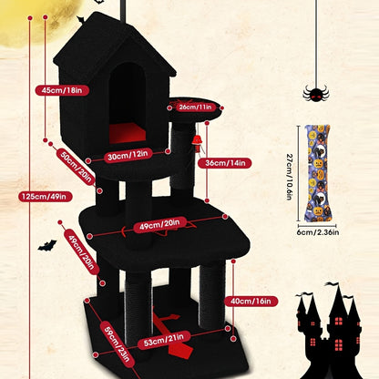 Kattenboom – Kattentoren – Krabpaal – Klimboom – Kattenmeubel – 3 Laags Hout – Afneembaar Hangbed – Afgeschermde Krabpalen